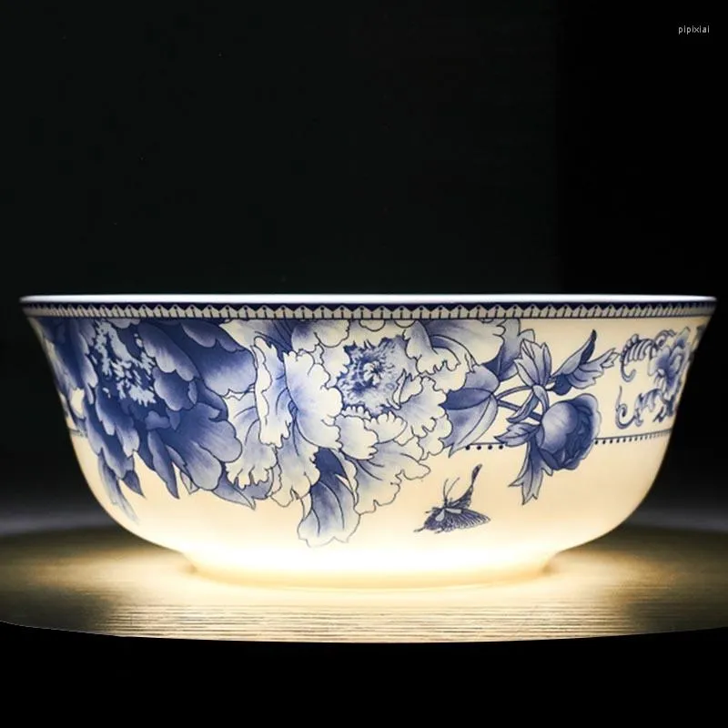 Kommen 6 Inch Noodle Kom Jingdezhen Bone China Servies Chinese Keramische Soep Blauw En Wit Porselein Rijst Salade Container