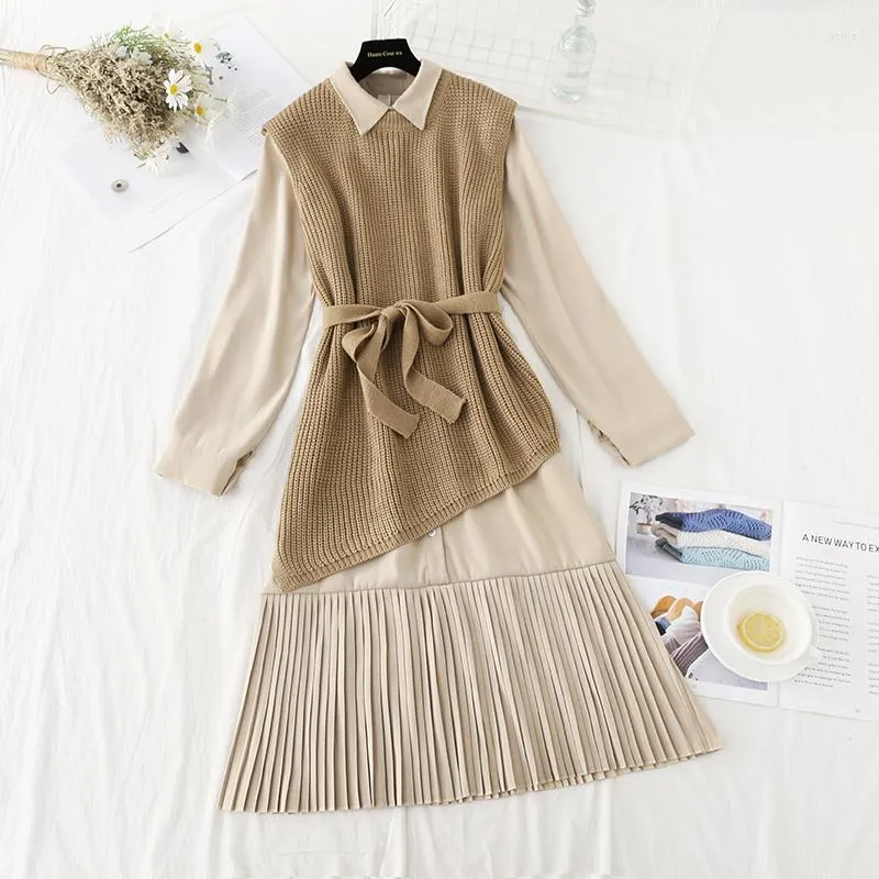 open lace back dress Tiffany Knitting Pleated Dress
