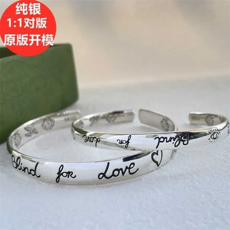 60% di sconto gioielli firmati bracciale collana anello 925 Amore testa amore senza paura fiori uccelli larghi stretti uomini donne amanti fanno vecchio braccialetto aperto