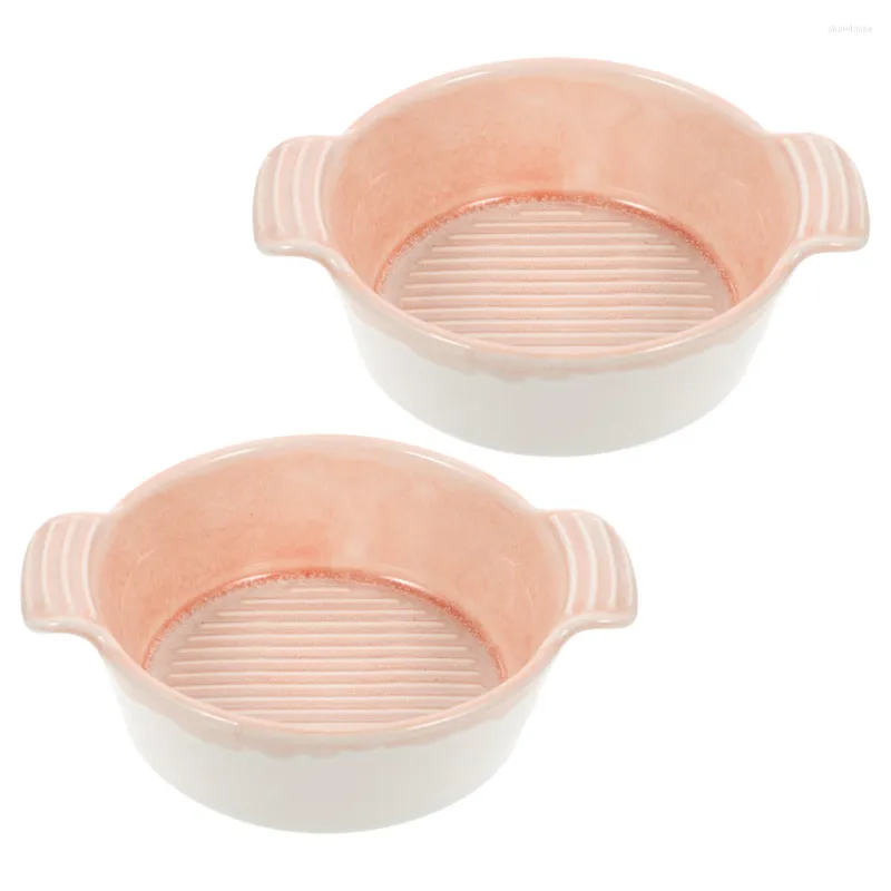 Ciotole 2 Pcs Anfora di Ceramica Ciotola Piatti di Cottura Insalata di Miscelazione Cottura Della Torta Padelle Forno Ramen Porcellana Forniture Da Cucina Antipasto