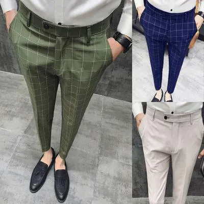 Blazer 2023 i più nuovi pantaloni da uomo neri da uomo pantaloni scozzesi pantaloni eleganti da uomo pantaloni grigi da uomo slim fit pantaloni casual versione coreana personalizzati