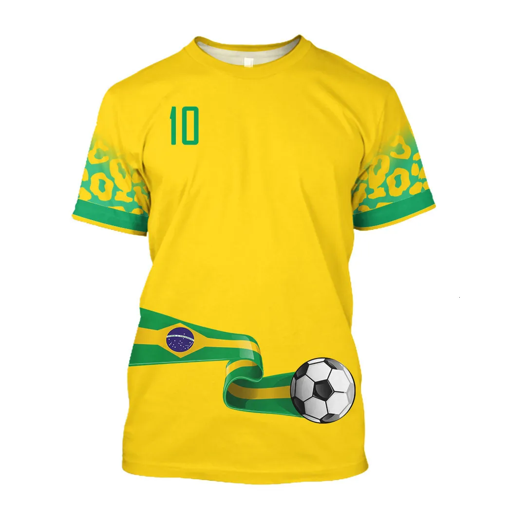 Herren-T-Shirts Brasilien Herren-T-Shirt Herren 3D-gedrucktes Fußballtrikot Marke Rundhals-Stil Übergroßes Freizeitoberteil 230601