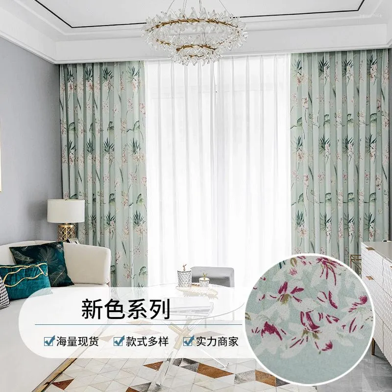 Gardin modern rustik amerikansk landsgardiner polyester och bomullstryckt sovrum vardagsrum