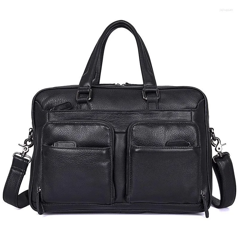 Porte-documents hommes porte-documents hommes en cuir véritable sac à main sac à bandoulière Top qualité vache luxe affaires mâle messager sacs pour ordinateur portable