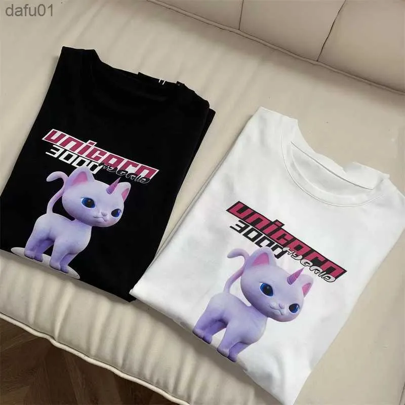 Kaliteli 2022ss vetements tek boynuzlu at moda t-shirt erkekler 1 1 herkes vetementler olabilir kadınlar vtm kısa kollu erkekler giyim l230520