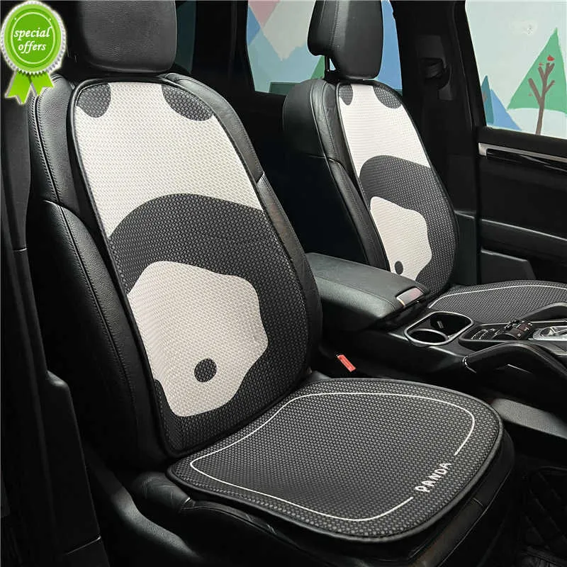 Cojín Universal para asiento de coche con diseño de Panda de dibujos animados, alfombrillas transpirables de seda helada, funda para asiento de coche para las cuatro estaciones, accesorios para coche