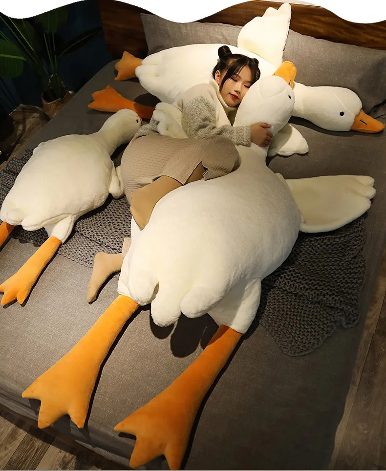 アートドール✽アヒルのクワ吉✽5ジョイント✽特大サイズ かわいいアヒルのぬいぐるみ：90/130cmのホワイトグースぬいぐるみ