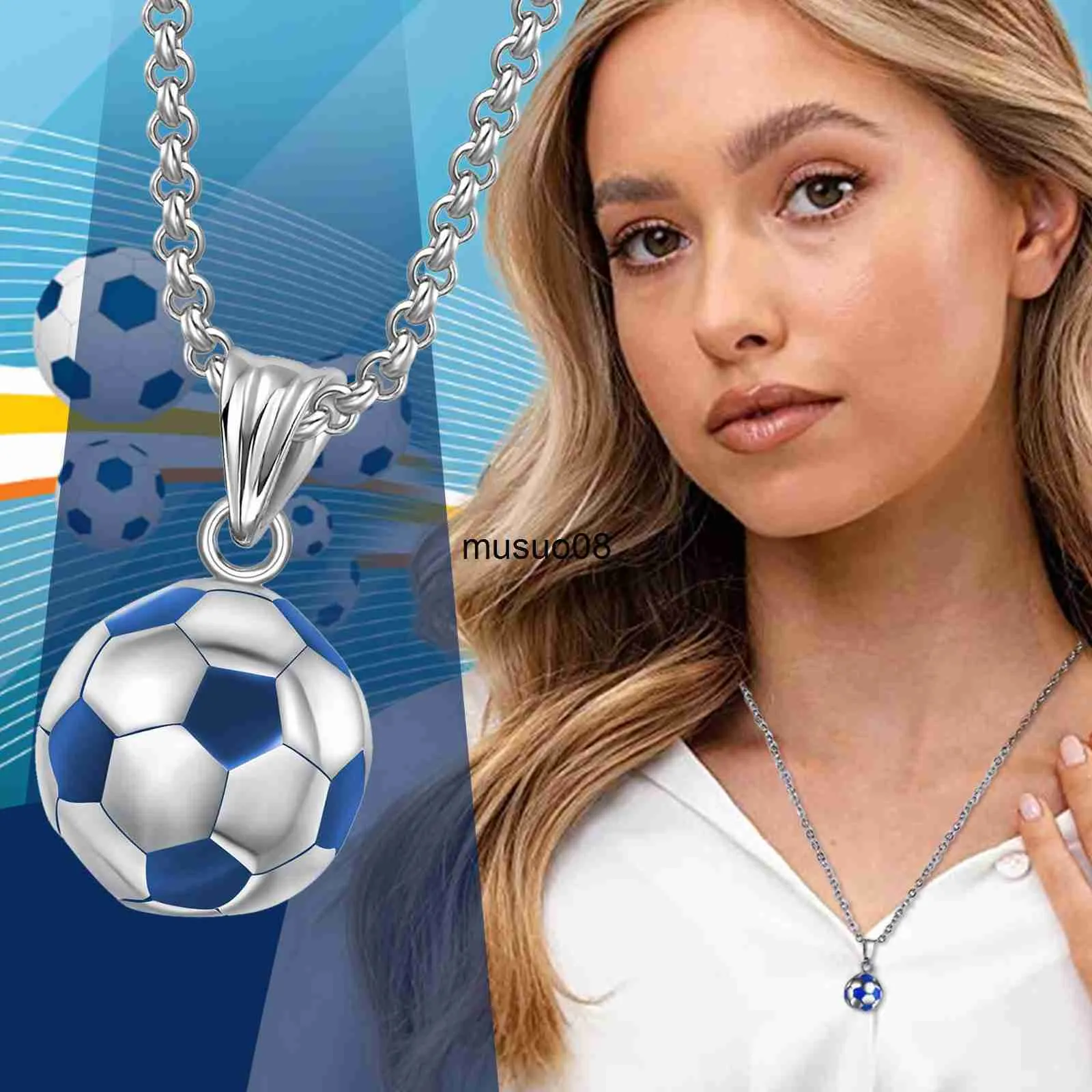 Pendentif Colliers En Acier Inoxydable 3D Football Football Basketball Charme Collier Boucles D'oreilles Unisexe Bijoux Garçons Hommes Filles Femmes Fan Cadeaux Collier A J230601