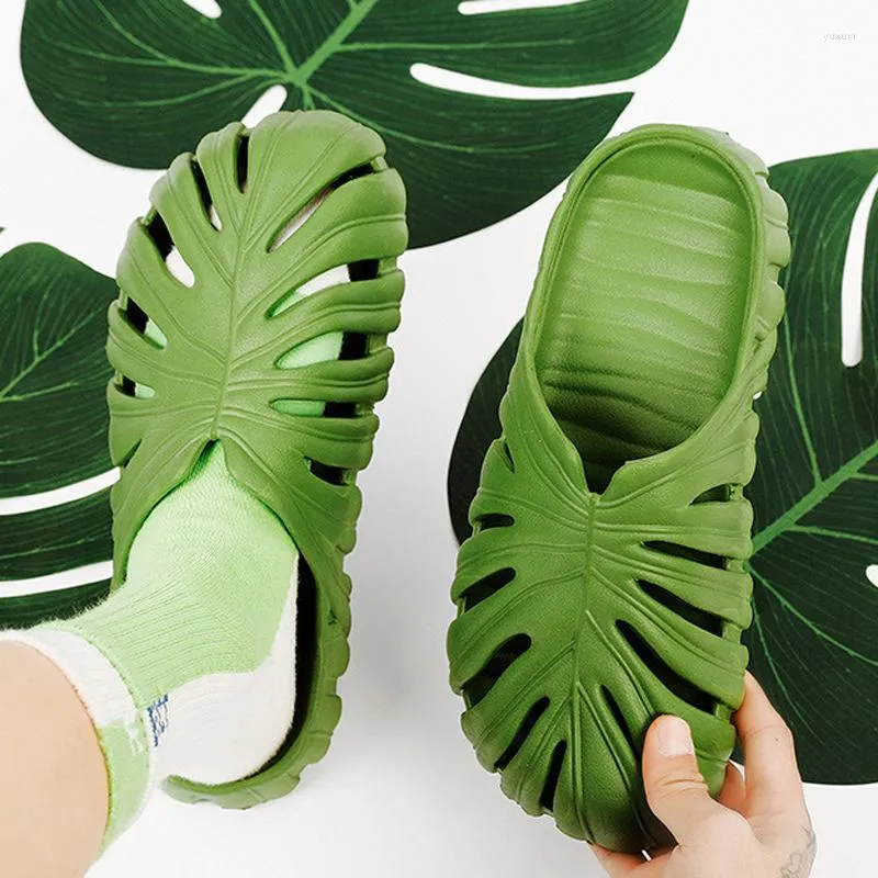 Slippers Male Slipper Platform Cloud Funny Leaf Home Soft Non Slip Slides Sandals Outdoor Summer Ladies House Shoe Men Woman Female Beach