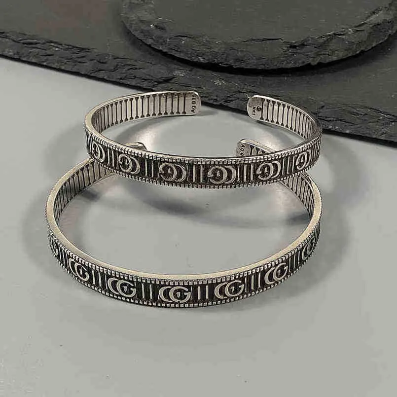 80 % Rabatt auf Designer-Schmuck, Armband, Halskette, Ring, altes Streifen-Getriebe aus Sterlingsilber, vielseitiges offenes Paar-Armband für Damen