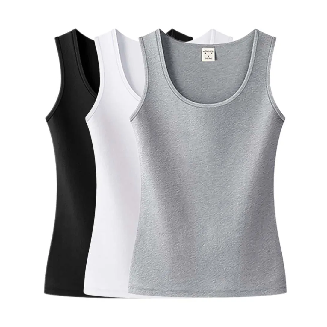 T-shirt 3 Packar Womensleeveless Summer Tops för Woman Cottton Casual Women Tshirts Oneck Tank For Girls Solid Clothes for Lady