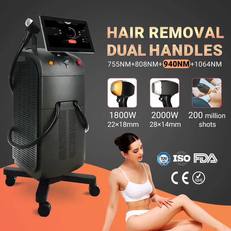 ديود ليزر آلة OEM شعار Medical CE 755 808 940 1064 إزالة الشعر بالليزر Epilator 808nm ليزر