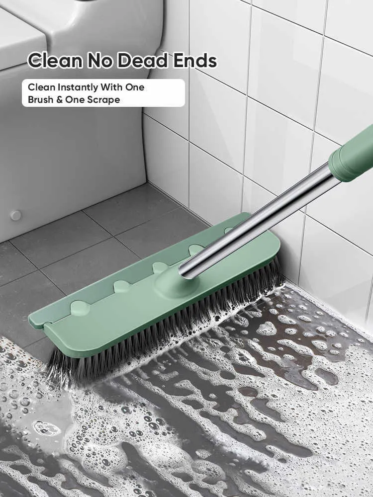 MOPS JOYBOS GARAGE BAMBRUM Torkar Hårt borstfönster Skrapa Golv Scrub Brush 2in1 Magic Broom Pool Mop Tub Tile Cleaning Brush Z0601