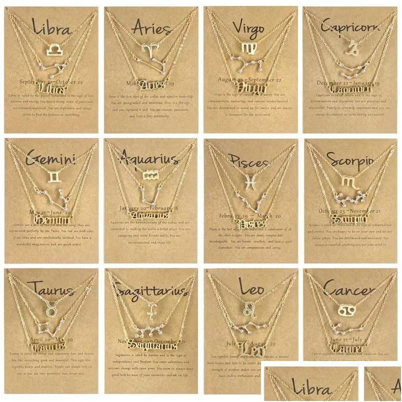 Подвесные ожерелья Зодиака Знаки Символ Письмо набор для женщин