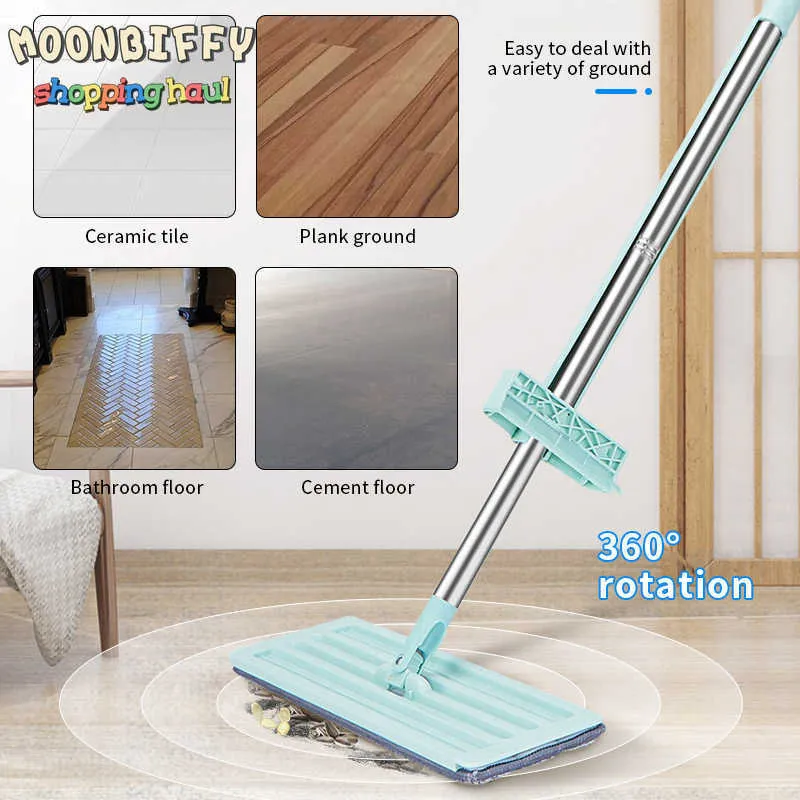 Mops Flat Mops Free Hand Washing Magic Cleaner Selfwring Mop Squeeze Household Automatic Dehydration Telescopic Tools For Home Z0601