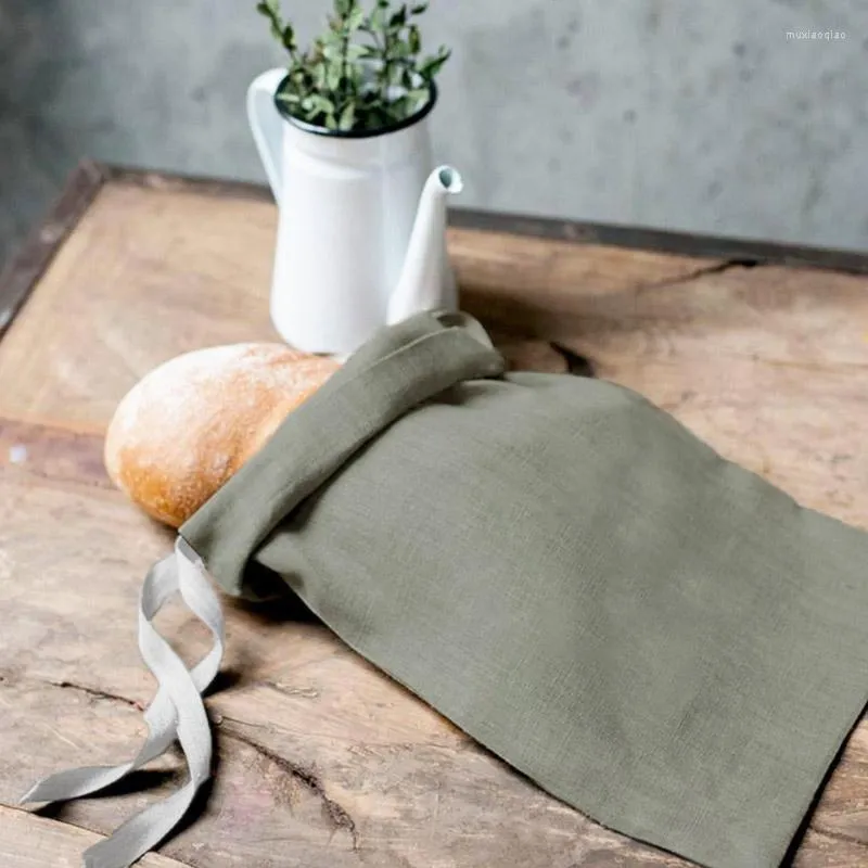 Storage Bags Reusable Produce Bag With Drawstrings Natural Linen Washable For Shopping Christmas Gift Food Safe Groceries TJ7720