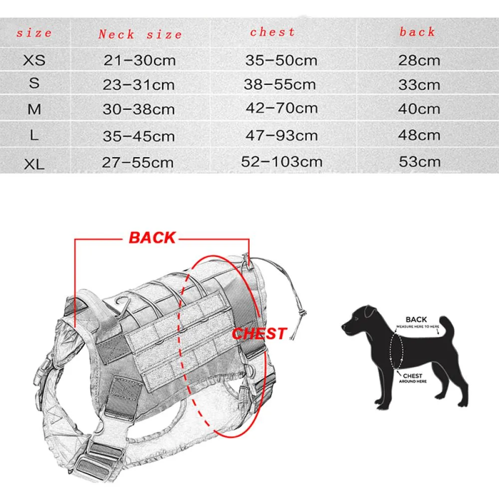 Military Tactical Pet Dog Harness Working Dog Vest Nylon Training Running Collars For Medium Large Dogs German Shepherd Pitbull12