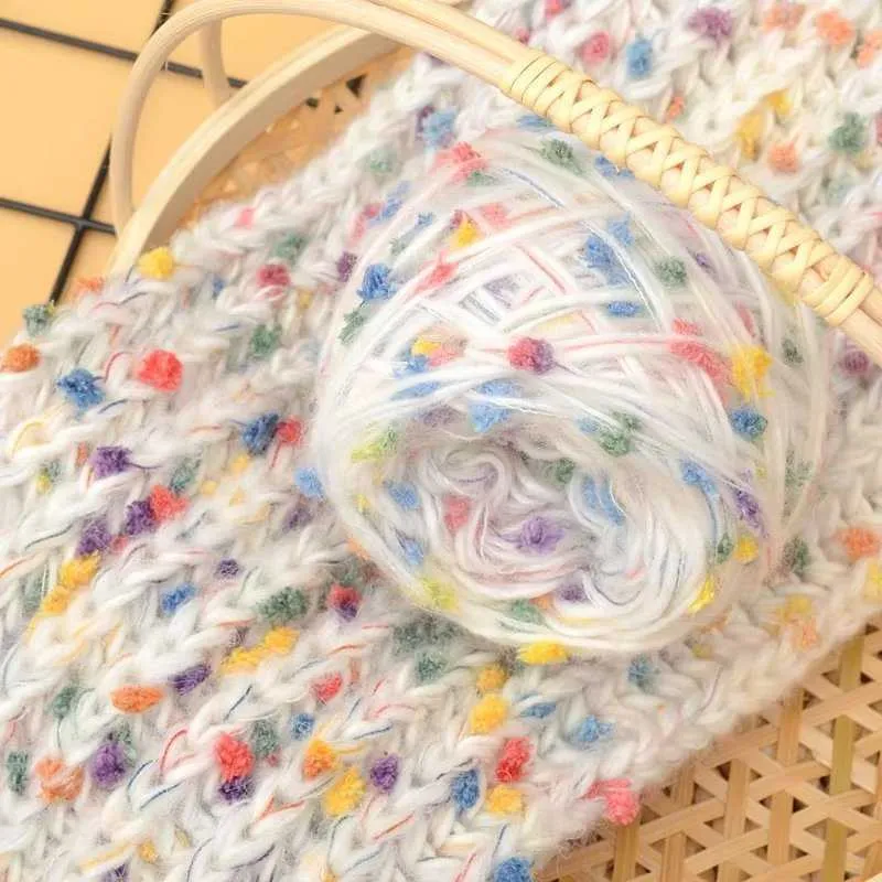 糸50g/ボール4ply Mohair色のビーズをブレンドした綿の手織り糸をDIYかぎ針編みのスカーフとセーターに使用するp230601