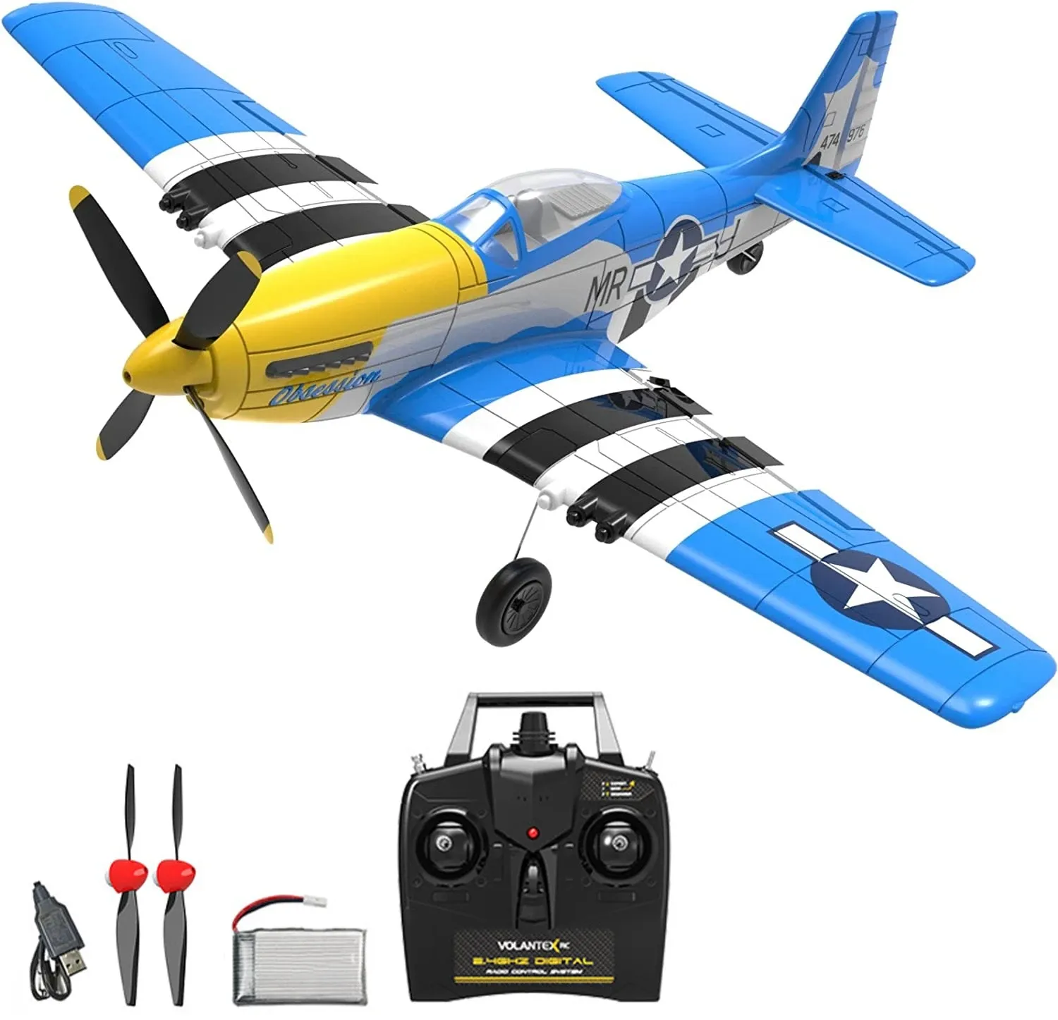 P51D RC Airplane One-Key Aerobatic 2-CH/4-CH RC Plan RTF Mustang Aircraft Plan med XPILOT Stabilization System