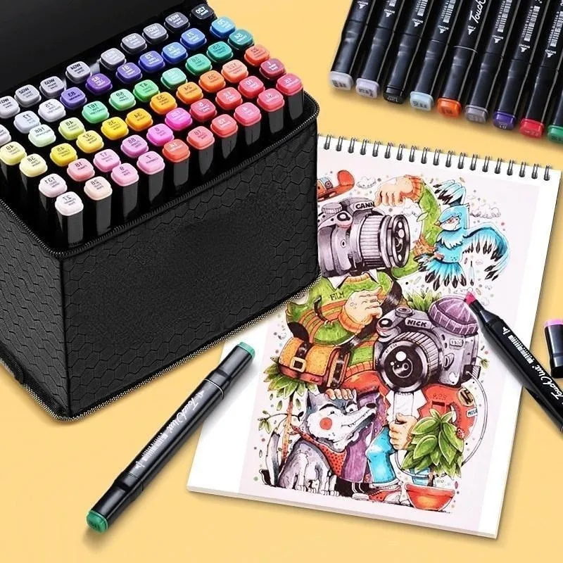 30/40/60/80 Color Art Supplies Art Markers Marker Pens Manga Drawing  Alcohol Based Sketch Felt-Tip Oily Twin Brush Pens