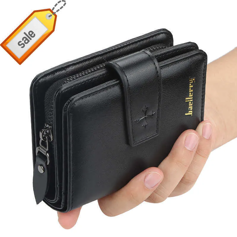 Baellerry D9155 Men's Short Multi-Card Vertical dragkedja Buckle Coin Purse Multifunktionell kort plånbok