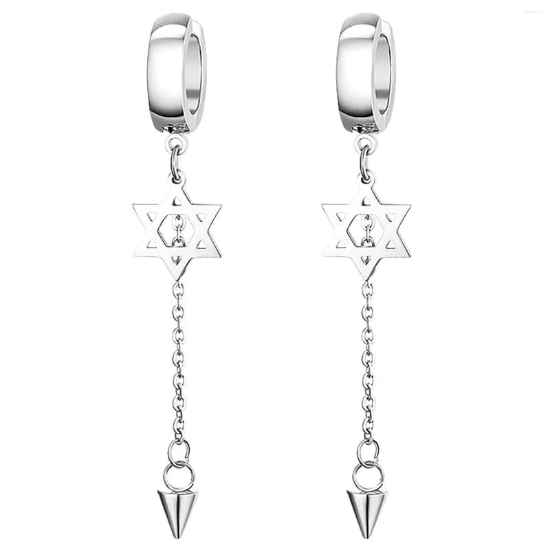 Boucles d'oreilles pendantes BONISKISS tendance étoile à cinq branches chaîne en acier inoxydable non perçant géométrie neutre boucle d'oreille triangle bijoux cadeaux