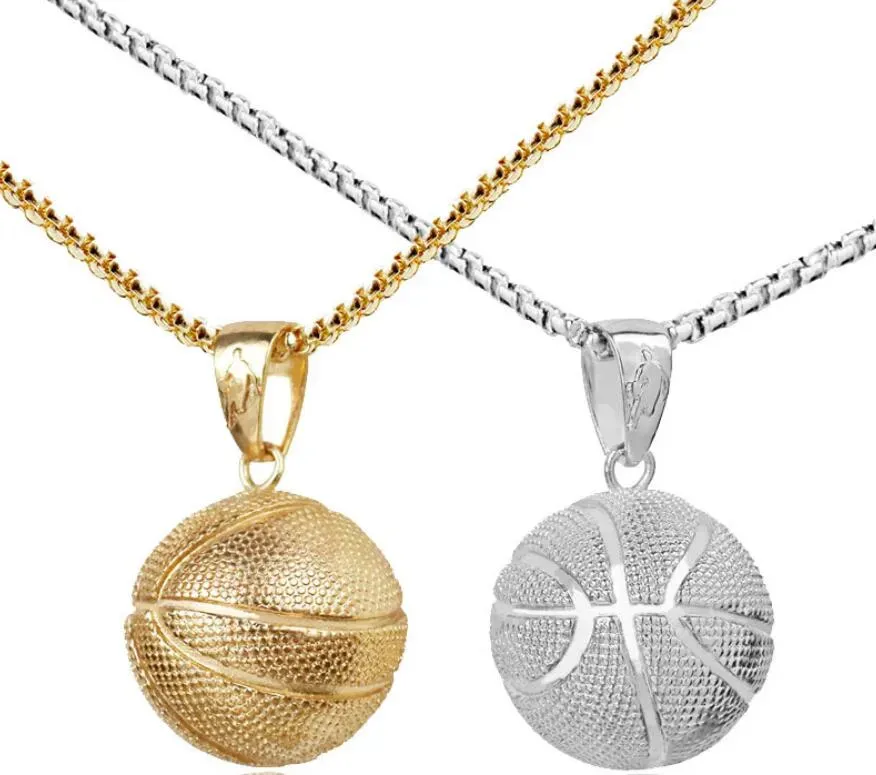 NOUVEAU Basketball Pendentif Collier Or En Acier Inoxydable Chaîne Collier Femmes Hommes Sport Hip Hop Bijoux Basketball Football Amoureux Cadeau