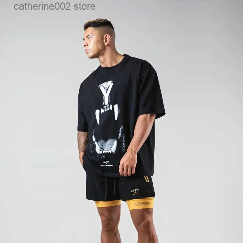 T-shirt da uomo Summer New Fitness Brothers Taglie larghe Fashion Brand Manica corta da uomo T-shirt oversize con stampa in cotone da allenamento Girocollo Top T230601