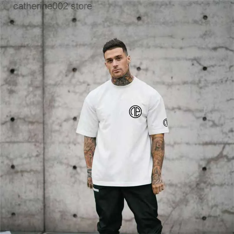 T-shirt da uomo T-shirt da palestra da uomo T-shirt oversize da allenamento per il fitness T-shirt da uomo a mezza manica allentata da esterno Hip Hop T230601