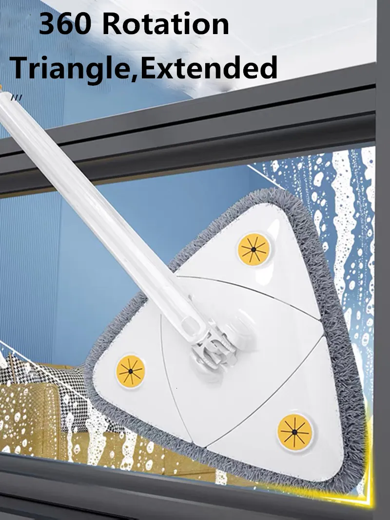 Mops Extended Triangle Mop 360 Twist Squeeze Wringing XType Window Glass Toilet Bathrrom Floor Household Cleaning Ceiling Dusting 230531