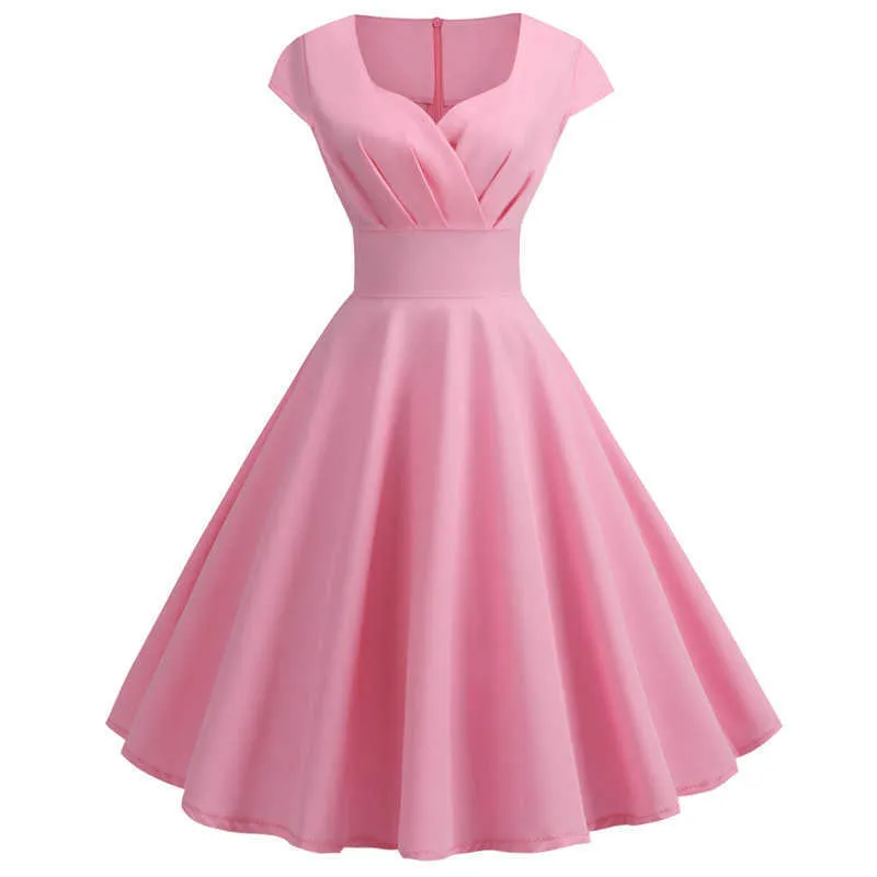 Kleider Rosa Sommer V-Ausschnitt Großer Swing Damen Elegant Vintage Pins Party Büro Midikleid Übergröße P230531