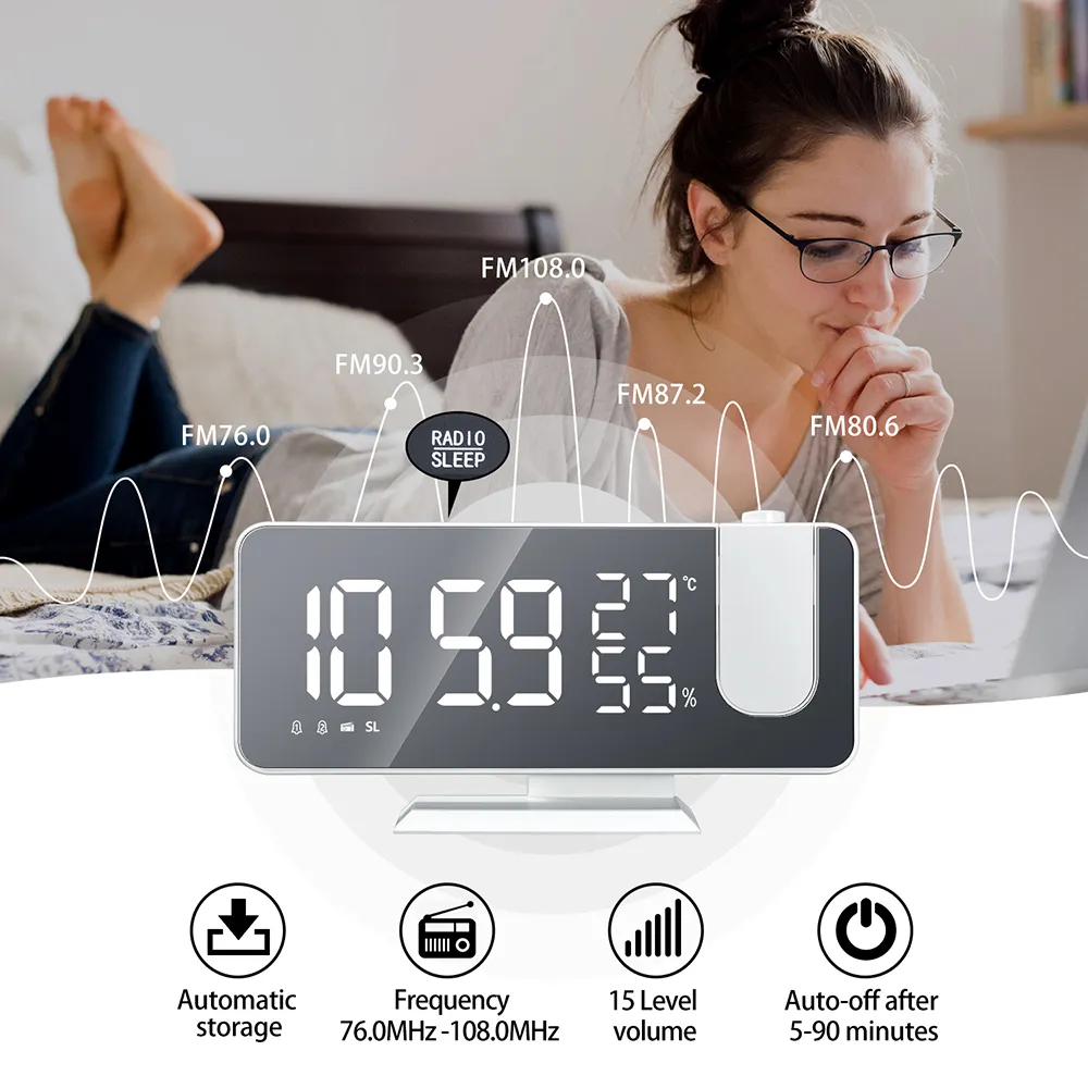 Orologi Da Tavolo Da Scrivania Radio FM LED Sveglia Intelligente Digitale  Orologio Da Scrivania Elettronico USB Sveglia Con Proiezione Del Tempo A  180° Snooze 230531 Da 17,03 €