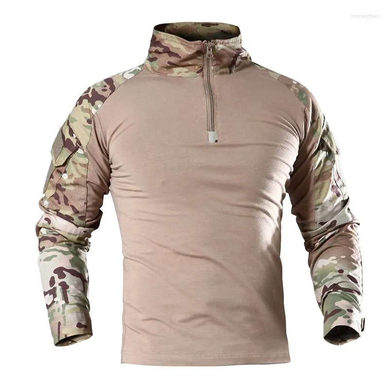 Mäns T-skjortor Spring Army Tactical Shirt Swat Soldiers Militär Combat T-shirt Långärmad kamouflage paintball