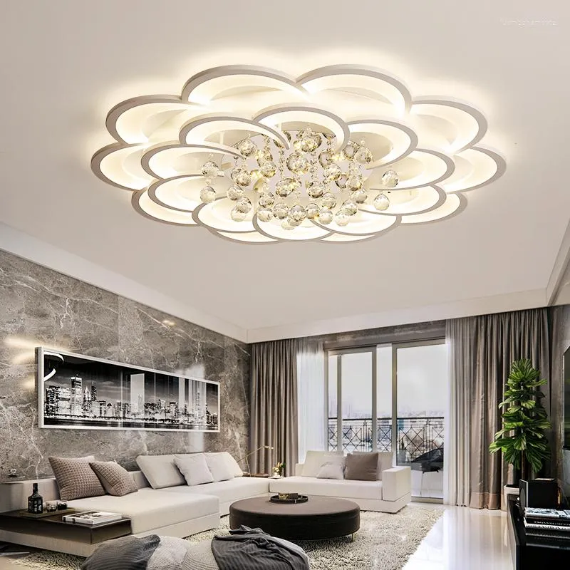 Lustres salon lampe cristal moderne Simple usage domestique plafond 2023 haut de gamme lumière luxe créatif rond chambre