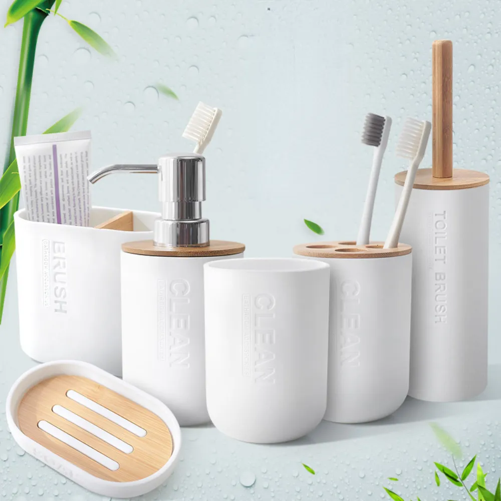 Angle s Bathroom Accessories Set Designer Soap Lotion Dispenser Toothbrush Holder Dish Tumbler or wood Bottle Cup BlackWhitegray 230601