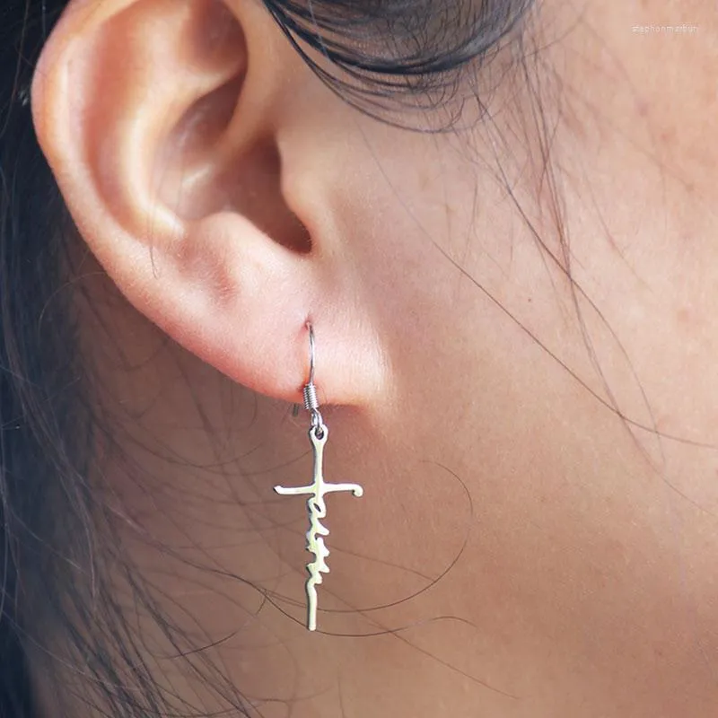 Stud Oorbellen Everfast 1 Paar Faith Cross Rvs Oorhaak Geloof Studs Kids Meisje Minimalistische Oorbel Sieraden Kerstcadeau