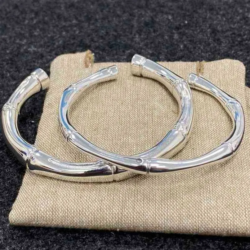 70% off designer jewelry necklace ring Sterling bamboo knot men's women's open bracelet personalized couple Braceletnew jewellery