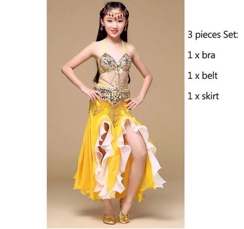 Professional Belly Dance Costume Set With Bra, Belt, And Bubble