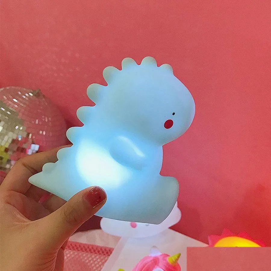 Outra decoração da casa luzes noturnas quarto quarto azul pequeno dinossauro decoração leds led led crianças brinquedos mini dh1067 entrega de gota jardim dh0k1