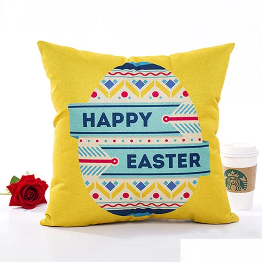 Poduszka obudowa 18 -calowa Dostosowana kawiarnia Er Singleded Printing Festival Easter Egg Decor Sofa Drop dostawa home garde dh1mq