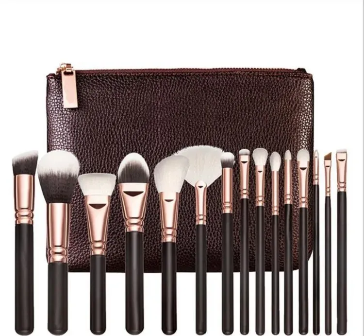 Pinceau de maquillage de haute qualité de marque 15PCSSet pinceau avec sac en polyuréthane pinceau professionnel pour fond de teint en poudre fard à paupières fard à joues