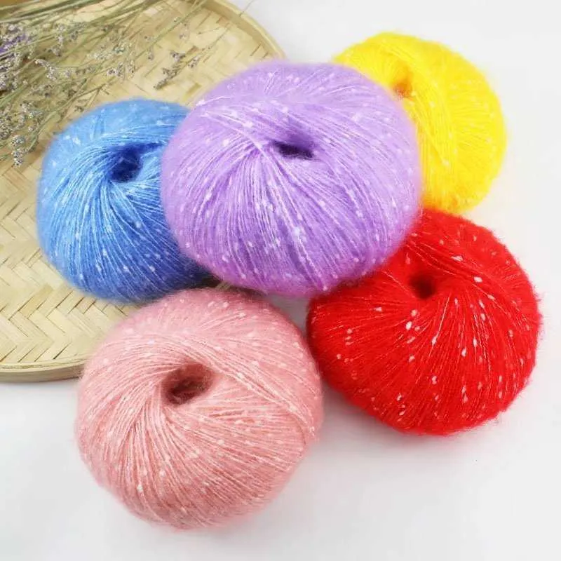 Hilo 50g/bola de punto de felpa de ganchillo copo de nieve Mohair hilo hecho a mano DIY tejido de lana fina bebé suéter bufanda P230601