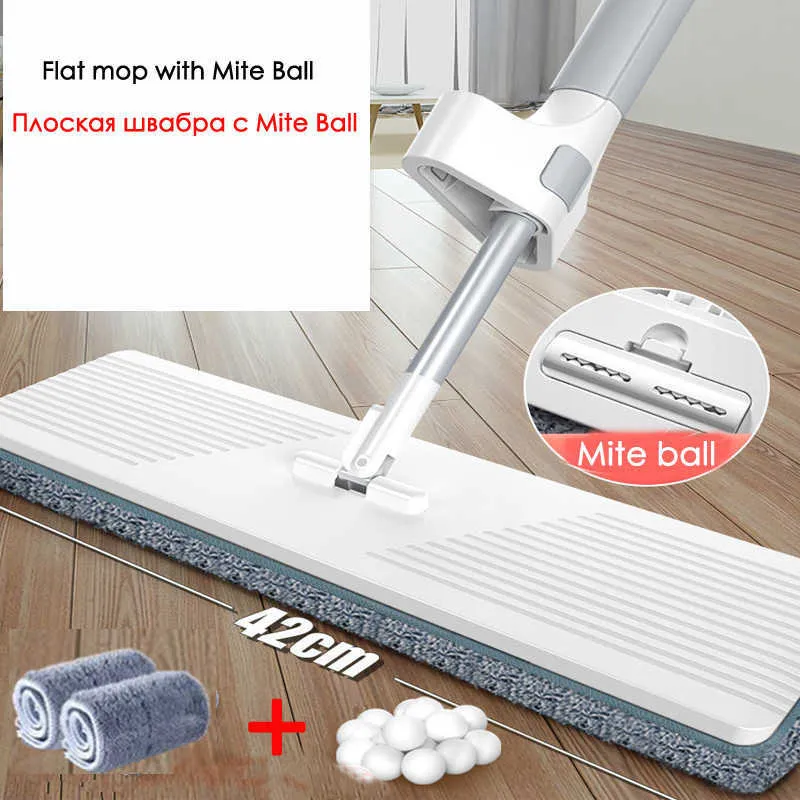 MOPS Magic Mite Borttagning Squeeze Plat Mop Hand Free Washing Microfiber Mop For Home Kitchen House Wash Floor Cleaning Mop Rag Pads Z0601