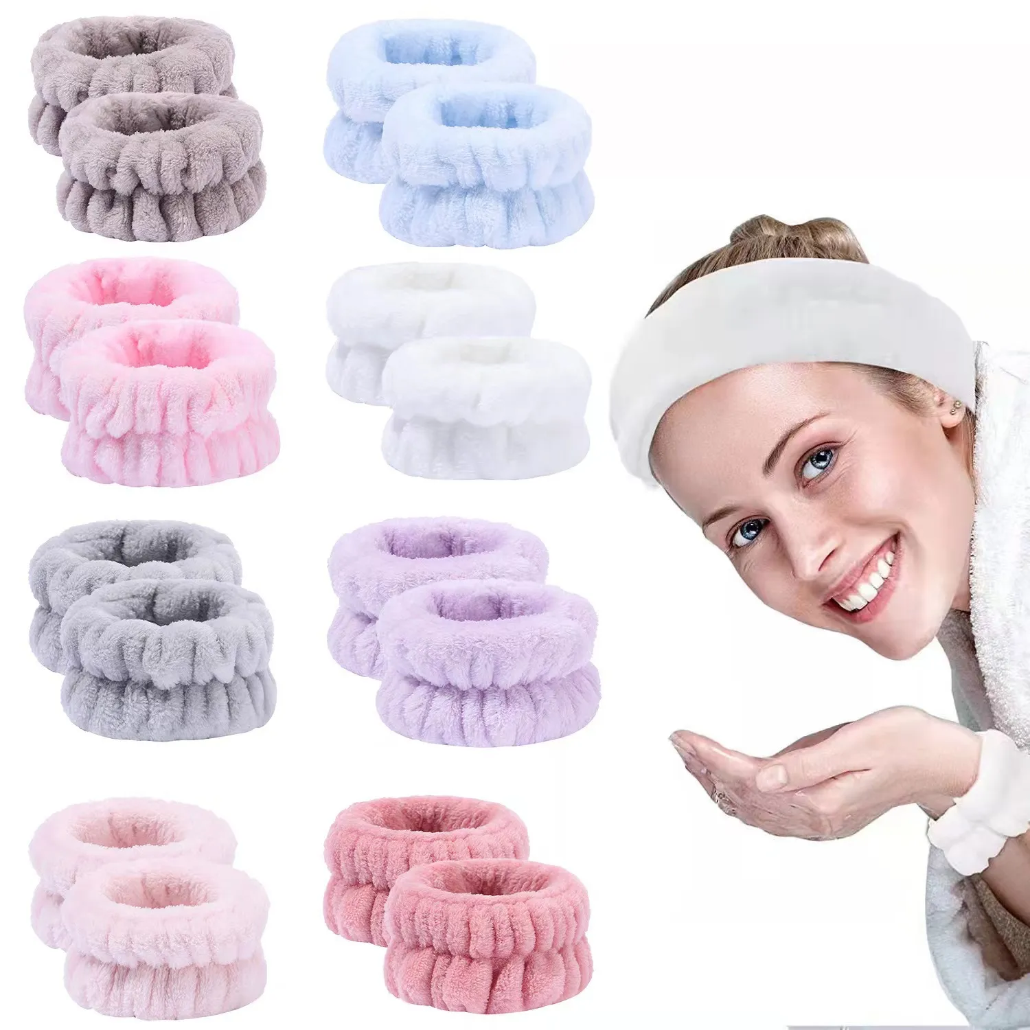 Mikrofiber spa bilek bantları Yüzü Yüz Kadın bilek havluları kollarınızı dökmesini önlemek