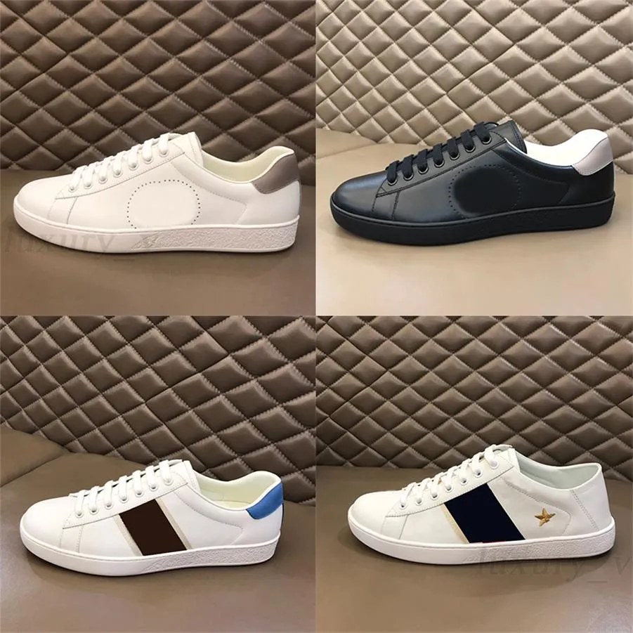 Designer män sneakers kvinnor läder casual skor tecknad tiger orm broderi tränare vit sneaker rand tjock botten sko