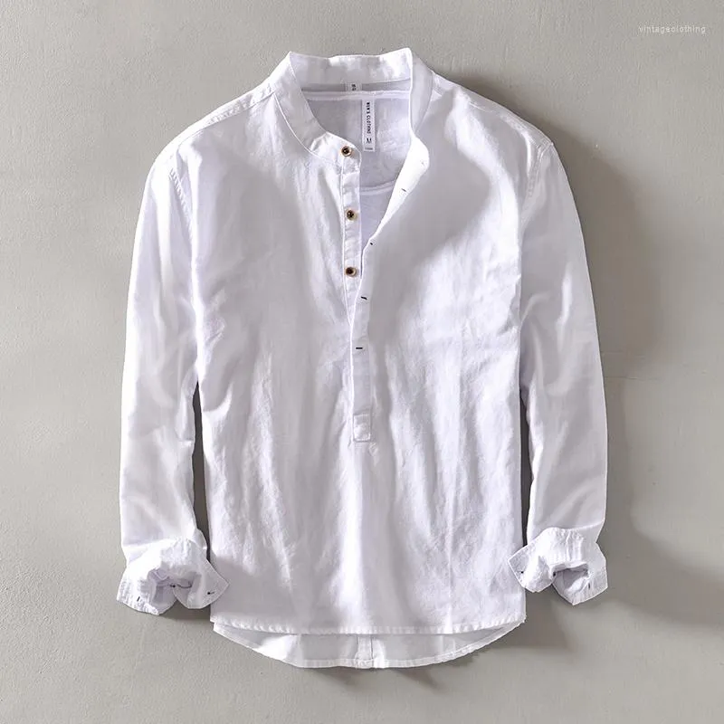 Mens linen pullover shirt 2025