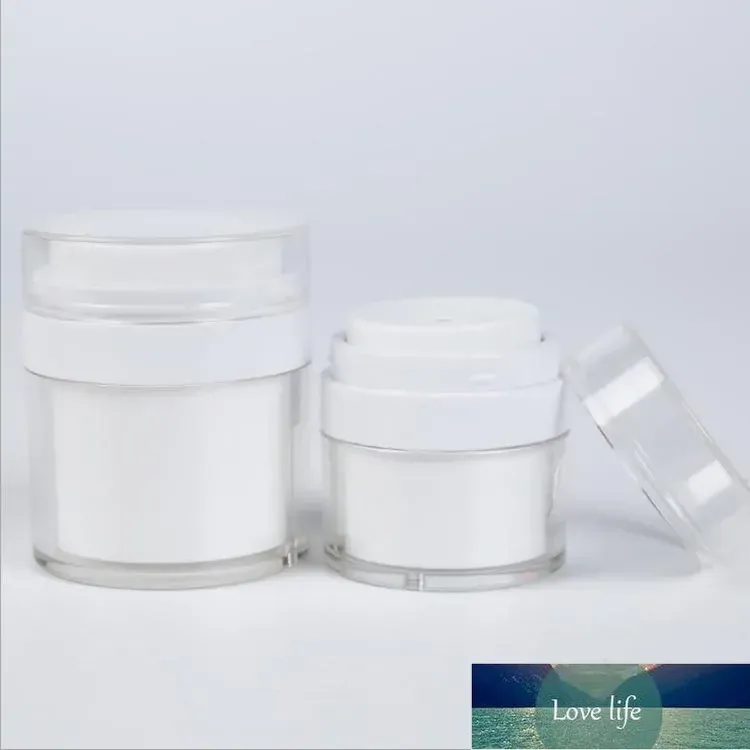 15 30g Witte Eenvoudige Airless Cosmetische Fles 50g Acryl Vacuüm Zalfpotje Cosmetica Pomp Lotion Container Groothandel