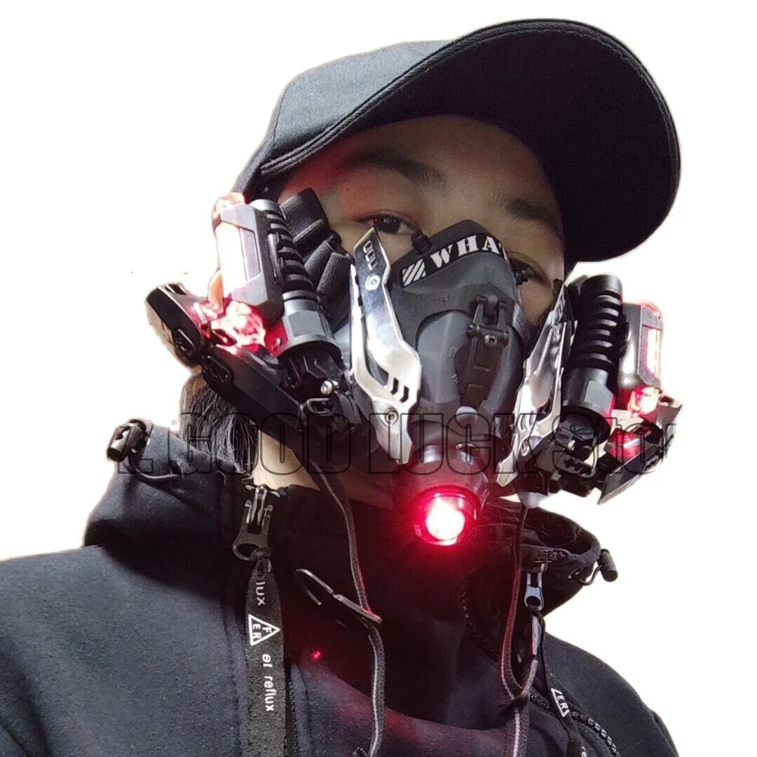 Cyberpunk Half Face Shield Tech Mask Cosplay Prop for Halloween Party  Cosplay Prop - Red