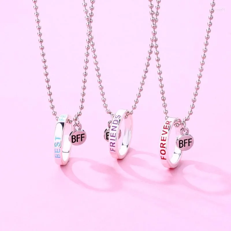 Kolye Kolyeleri 3 PC/Set Alaşım Mektup Damla Yağ Yağı Forever Friends BFF Yüzükler Kızkardeşler İçin Modaya Hediyeler Çocuk Dropship