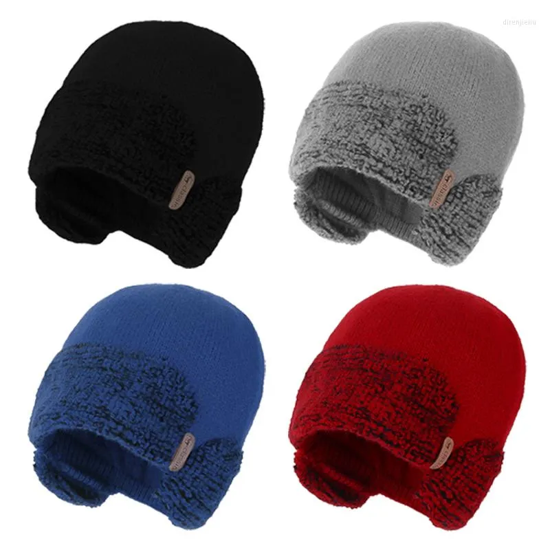 Cycling Caps Men Winter Hat Warm Ear Protection Cap Soft Windproof Knitted Wool Outdoor Running Skiing Sports Beanies